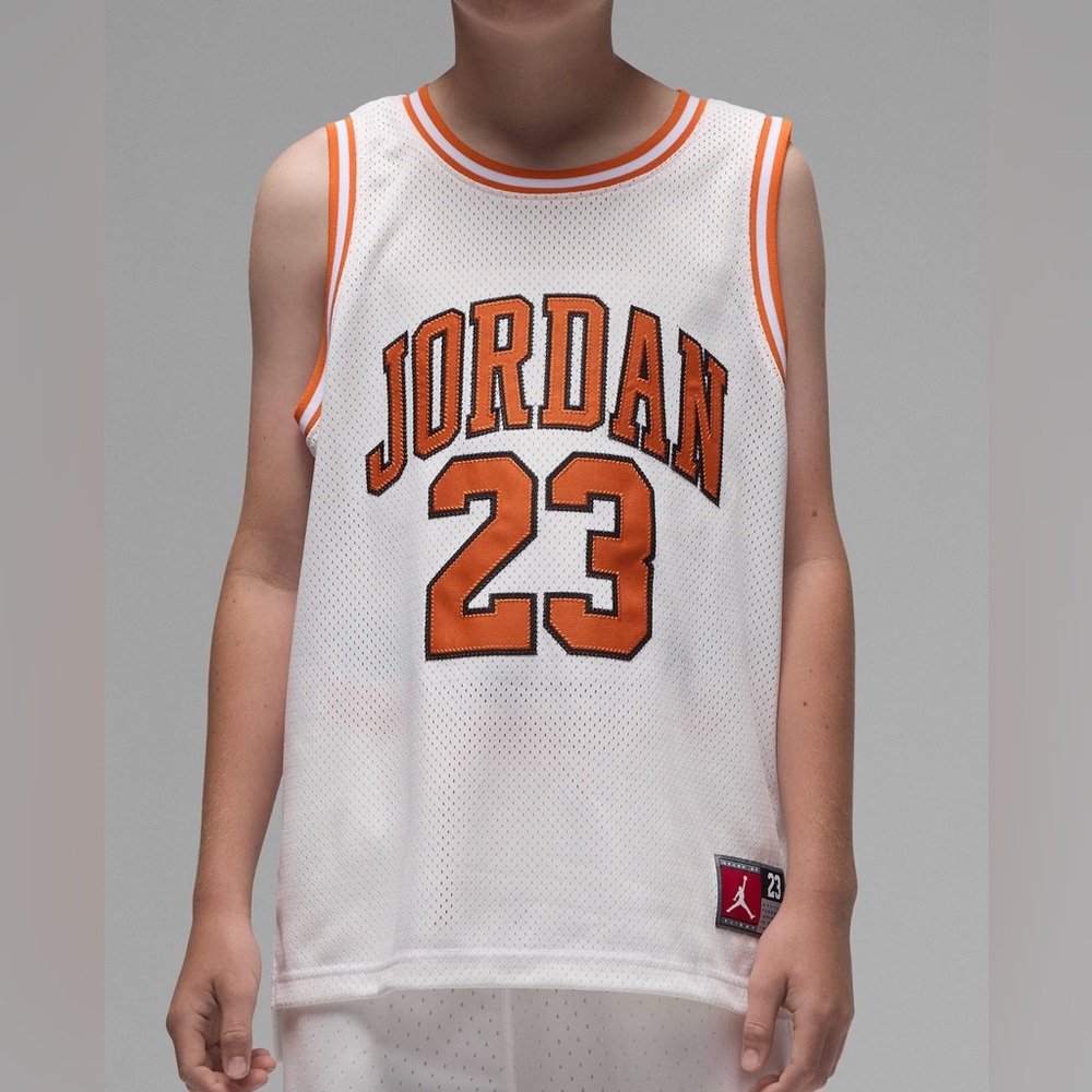 Jordan Big Kids' 23 Jersey White and Orange Jersey NWT